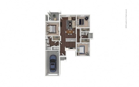 Floor plan for 3 beds, 2 baths, 1174 sqft